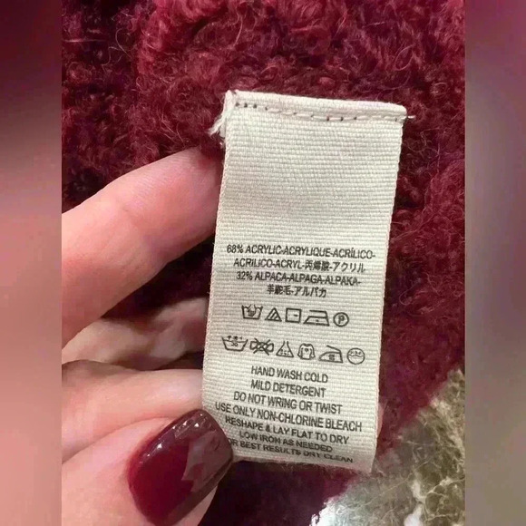 Free People Lofty Alpaca Pullover Sweater Burgundy Oversized XS - Picture 8 of 8